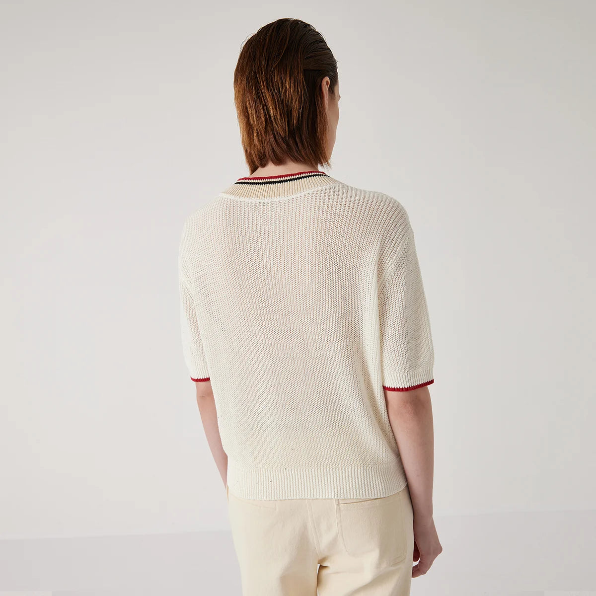 BC1132 Luxury Women's 100% Linen Pullover V Neck Loose Knitted Sweater High Quality Summer Clothing